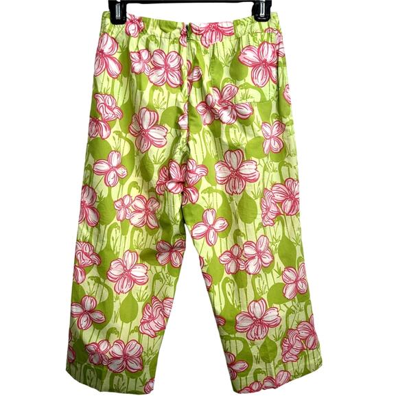Lilly Pulitzer Floral Cropped Pants 8 Pink Green Preppy Coastal Beach Resort - Picture 7 of 7